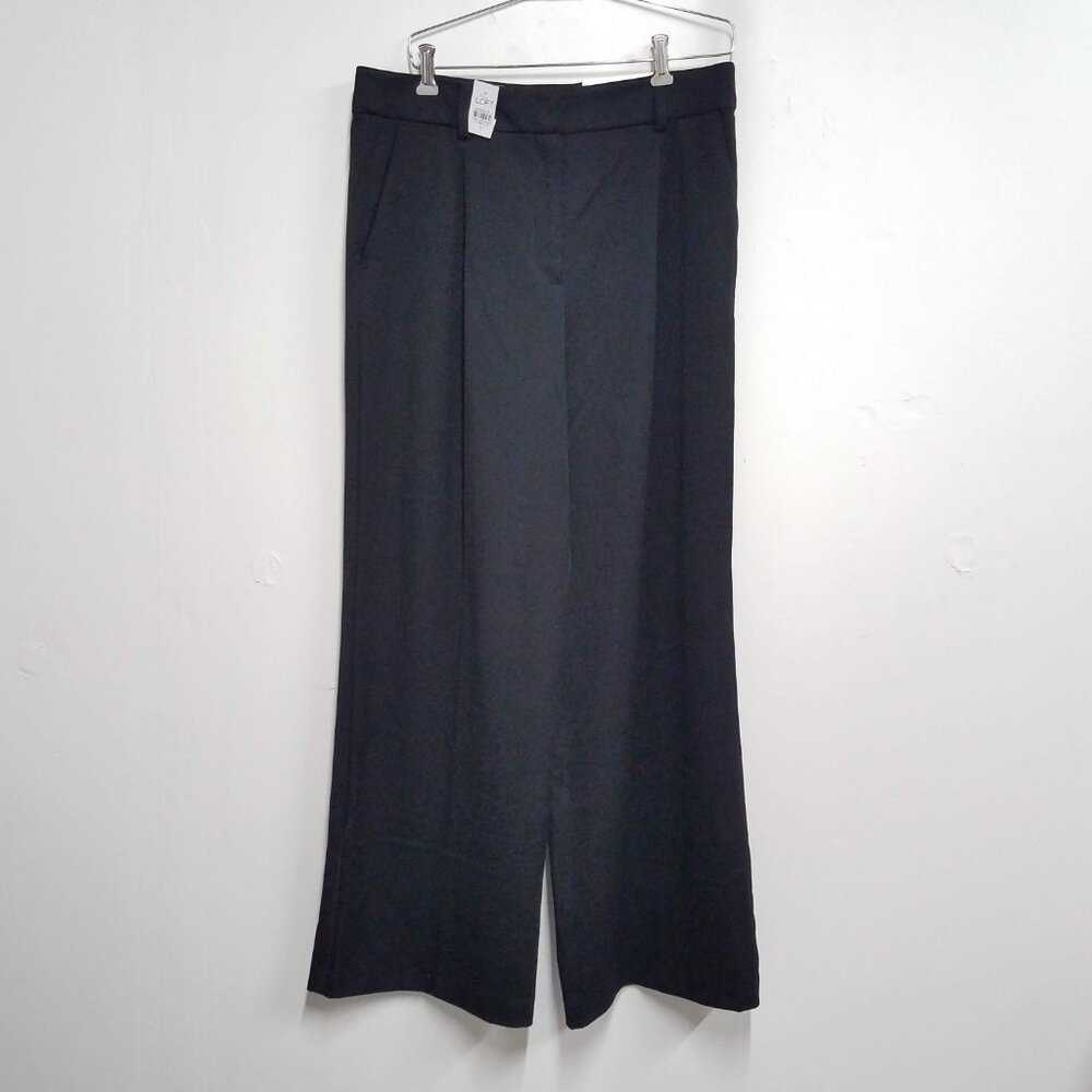 Ann Taylor LOFT The Peyton Trouser Black Bi-Stretch Womens 12 Wide Leg 35299479 - Picture 2 of 11